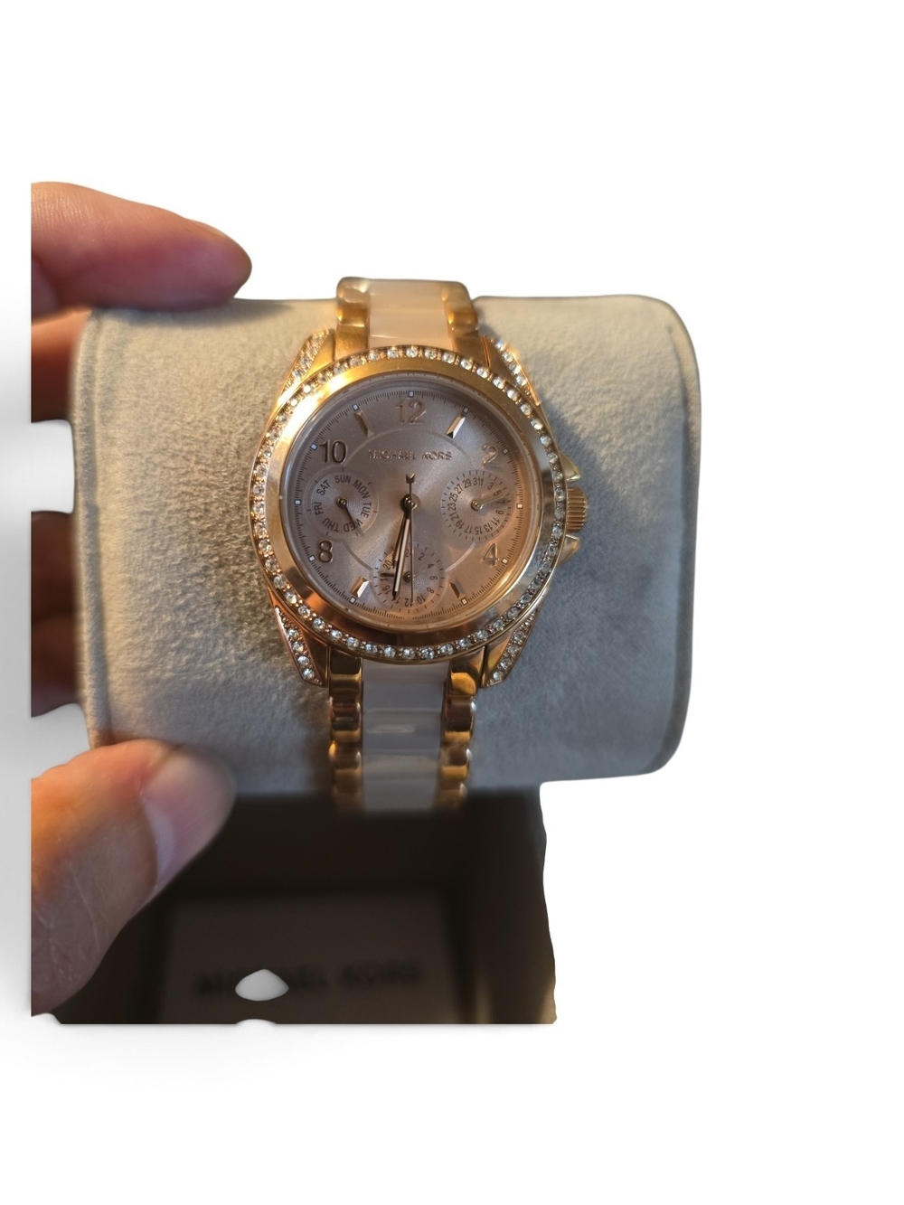 Michael Kors Rose Gold and Cream Crystal Accent Women's Watch